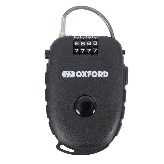 Svinovací lankový zámek RETRACTABLE COMBINATION LOCK, OXFORD (délka 0,75 m, tl. 2,4 mm, černý) 