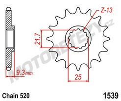 Řetězové kolečko KAWASAKI Z 300 rok 15