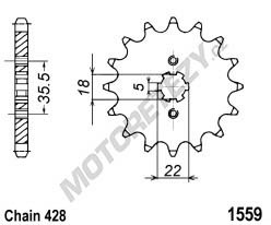 Řetězové kolečko YAMAHA TW 125 rok 99-04